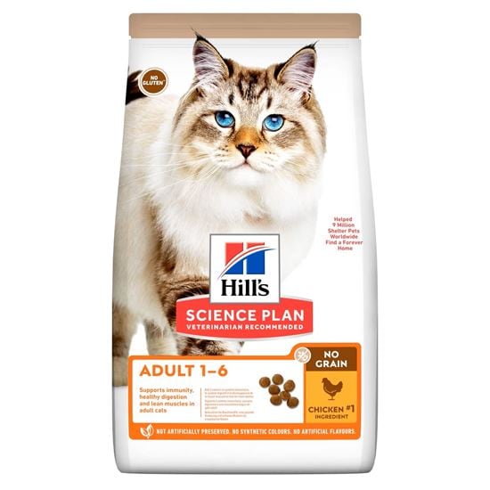 Hills Science Plan No Grain Adult Trockenfutter Katze mit Huhn_0