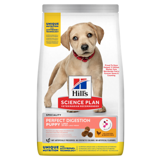 Hills Science Plan Perfect Digestion Large Breed Puppy Trockenfutter Hund mit Huhn + br. Reis_0