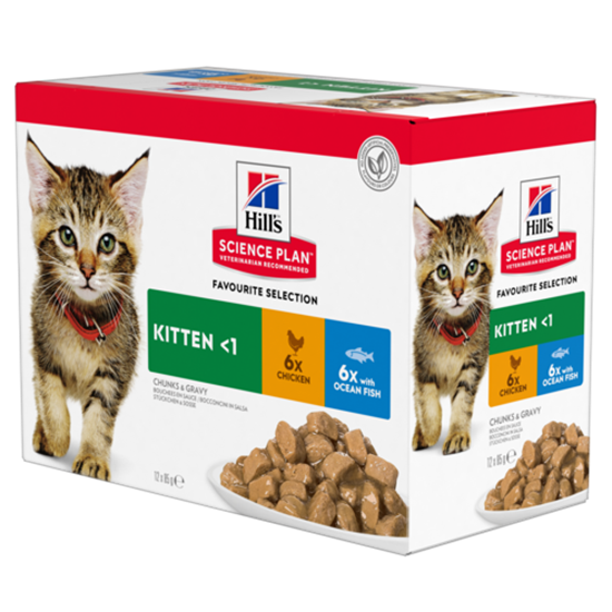 Hills Science Plan Multipack 6 x Huhn und 6 x Seefisch Nassfutter Kitten - Frischebeutel_0