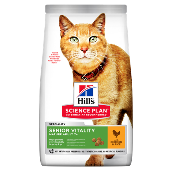 Hills Science Plan Senior Vitality Mature Adult 7+ Trockenfutter Katze mit Huhn und Reis_0