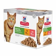 Hills Science Plan Senior Vitality Mature Adult 7+ Multipack Huhn und Lachs Nassfutter Katze - Frischebeutel_0