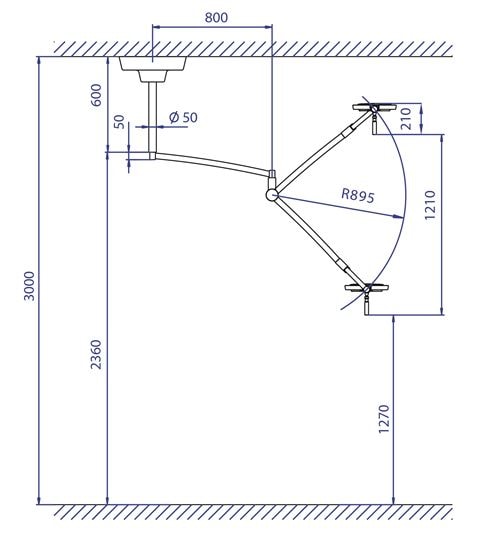 Dr. Mach Deckenarm Swing für Leuchten LED 120 bis 3 m_0