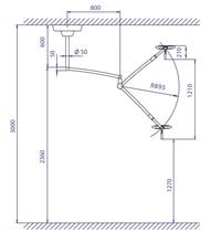 Deckenarm Swing für Dr. Mach LED120 Leuchten, bis 3m_2