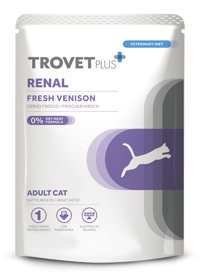 Trovet Plus Nassfutterbeutel für Katzen Renal frischer Hirsch_0