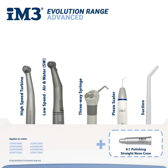 iM3 Advanced SW mit Tara Table Arm, HS, SW LS, 4:1, Spülspritze, Absaugung & Satelec Scaler_0