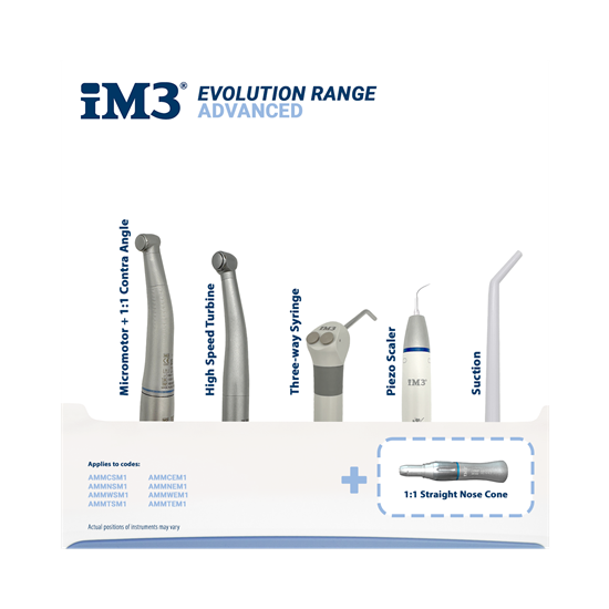 iM3 Advanced mit Wandarm, HS, SW LS, 1:1 Gerade, Spülspritze, E-Mikromotor, Absaugung, Satelec Scaler _0