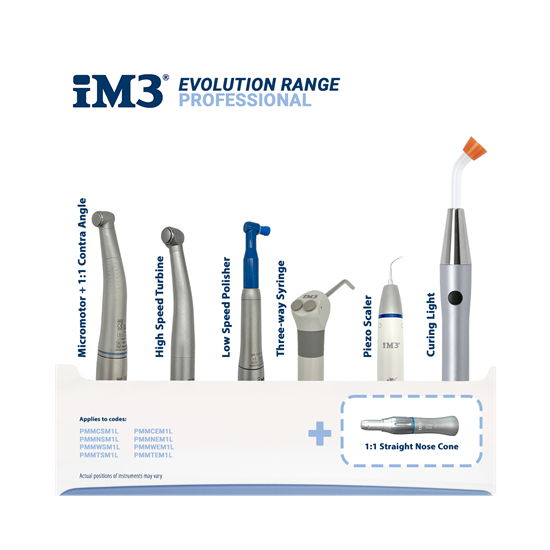 iM3 Professional mit Wandarm, HS, SW LS, 1:1 Gerade, 4:1, Spülspritze, E-Mikromotor, Aushärtelampe & Satelec Scaler_0