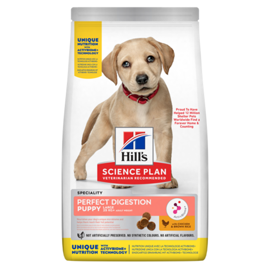 Hills Science Plan Perfect Digestion Large Breed Puppy Trockenfutter Hund mit Huhn und  brauner Reis_0