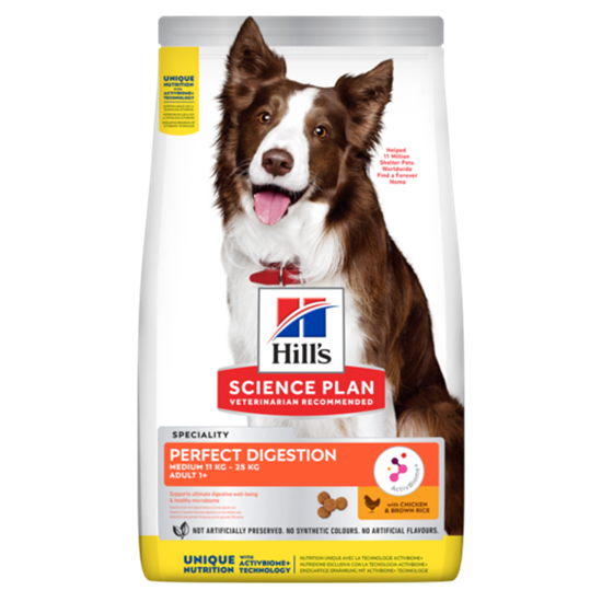 Hills Science Plan Perfect Digestion Medium Adult Trockenfutter Hund mit Huhn und brauner Reis_0